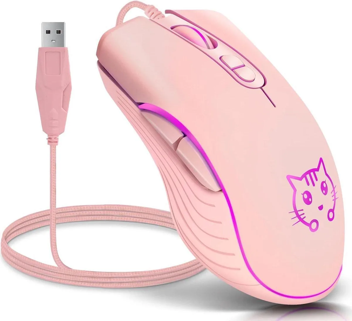 Aomoproing Aomoproing Wired Gaming Mouse Pink 2400 DPI 6 Buttons — product photo