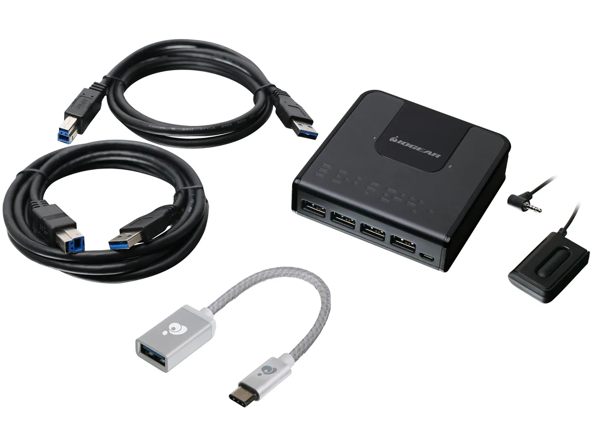 IOGEAR IOGEAR GUS432CA1KIT 2x4 USB 3.0 KVM Switch with USB-C Adapter — product photo