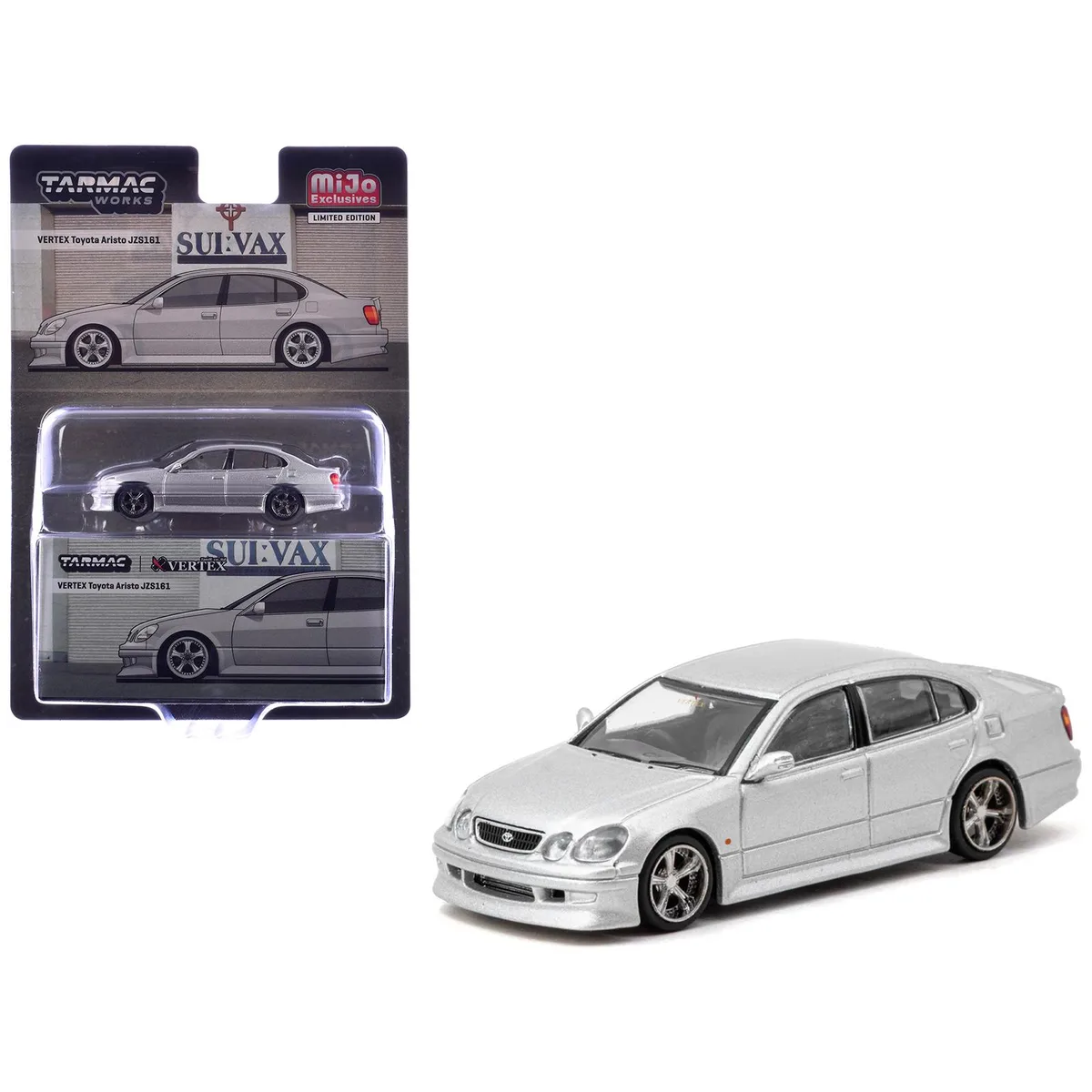 Tarmac Works Tarmac Works Toyota Vertex Aristo JZS161 RHD Silver Metallic Global64 1/64 Diecast Hobby Collectible — product photo