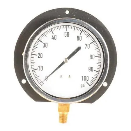 Value Brand Value Brand Industrial Pressure Gauge 0 to 100 psi 4 1/2 in Dial 1/4 in NPT Bottom Mount — product photo
