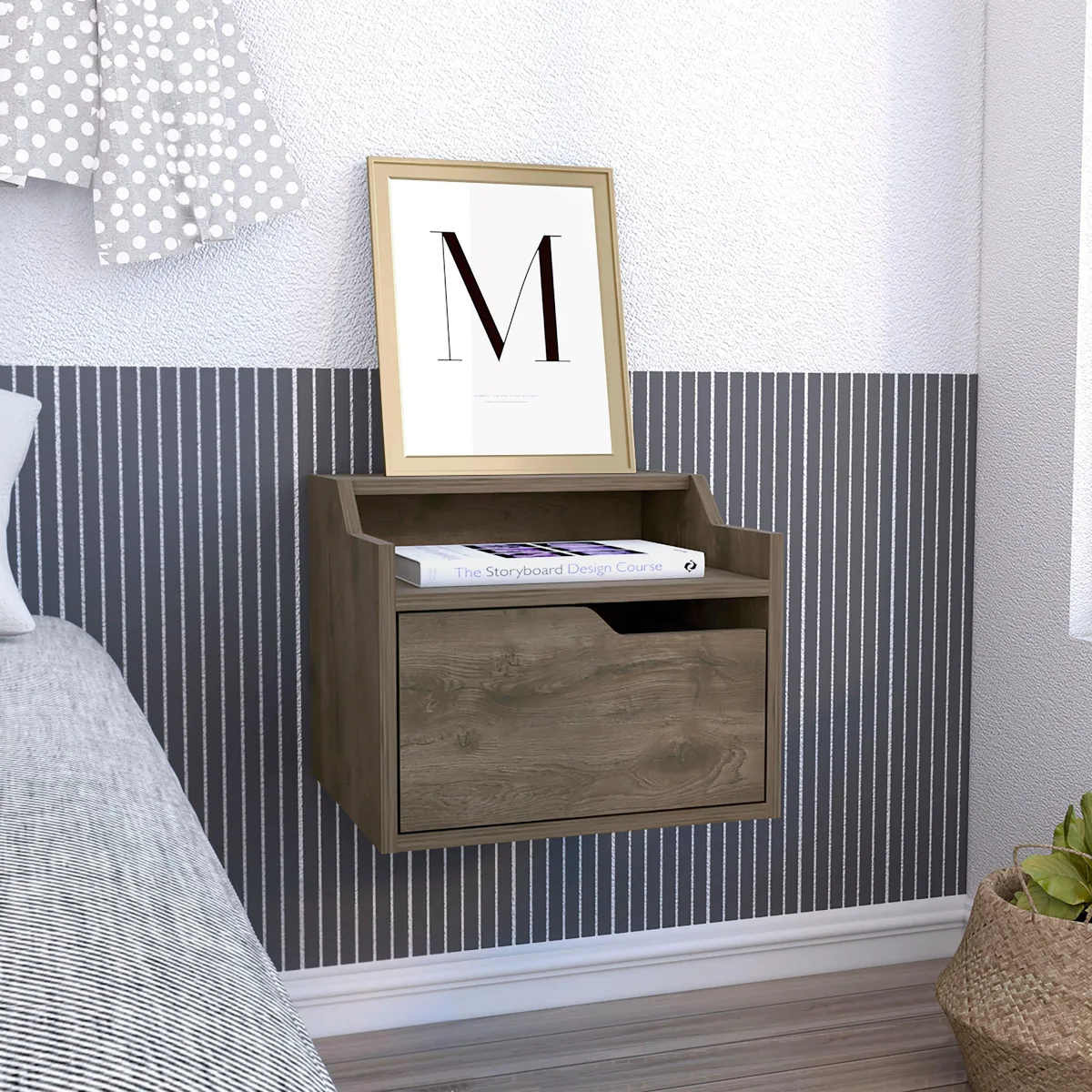 tuphen tuphen Busan Floating Nightstand Dark Brown 14.5" W — product photo