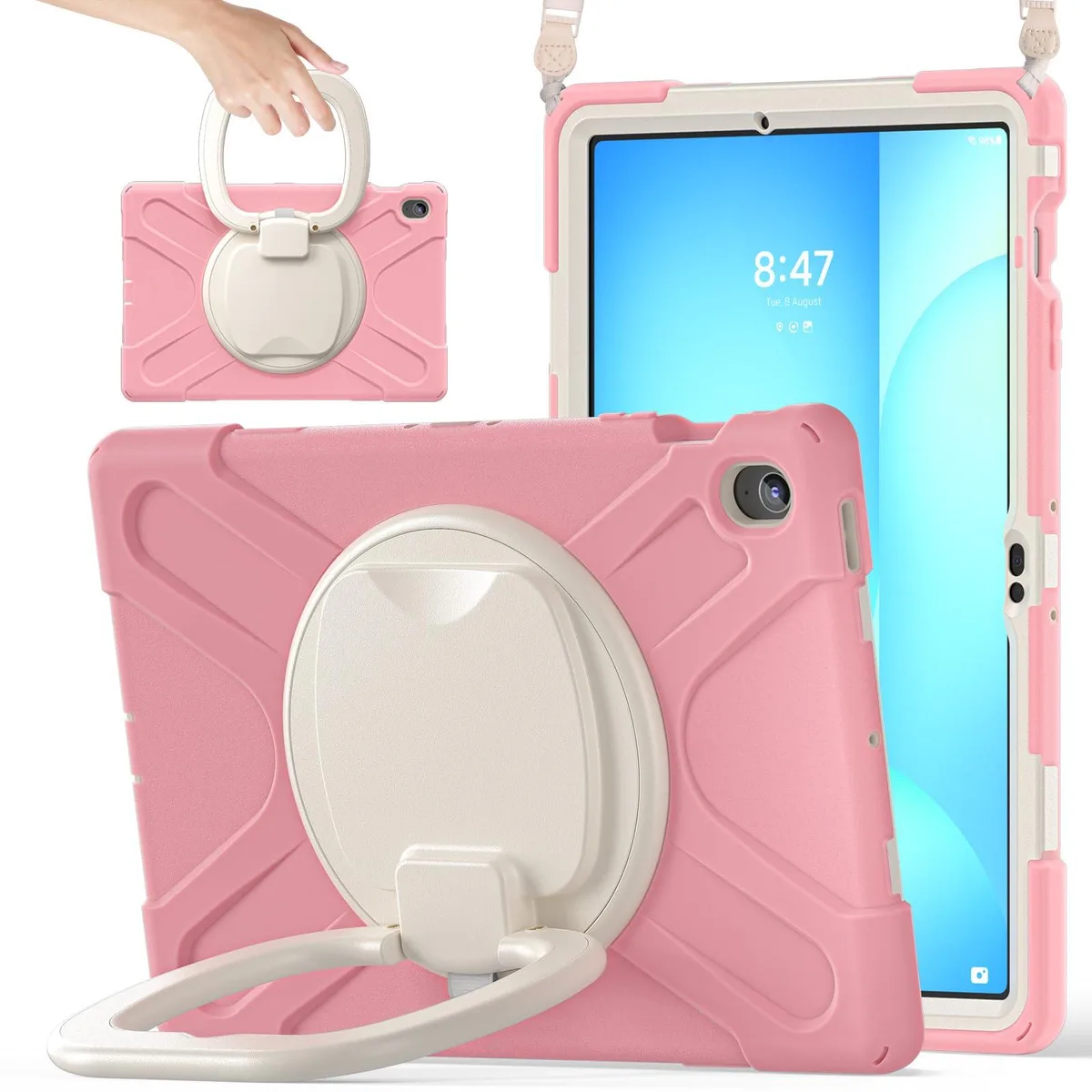Timoom Timoom SM-X620 Rugged Silicone Case 13.1" 360° Stand Strap Pink — product photo