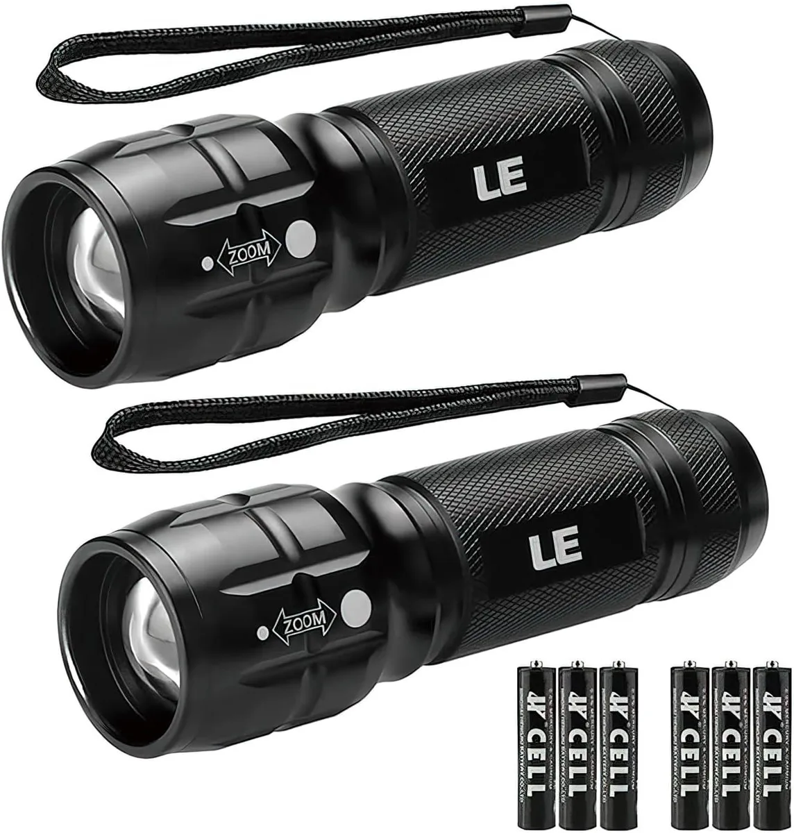 lelisten lelisten LED Flashlight 2 Pack Zoomable IPX4 140 Lumen 492ft 4.2in 1.2in 128g AAA — product photo