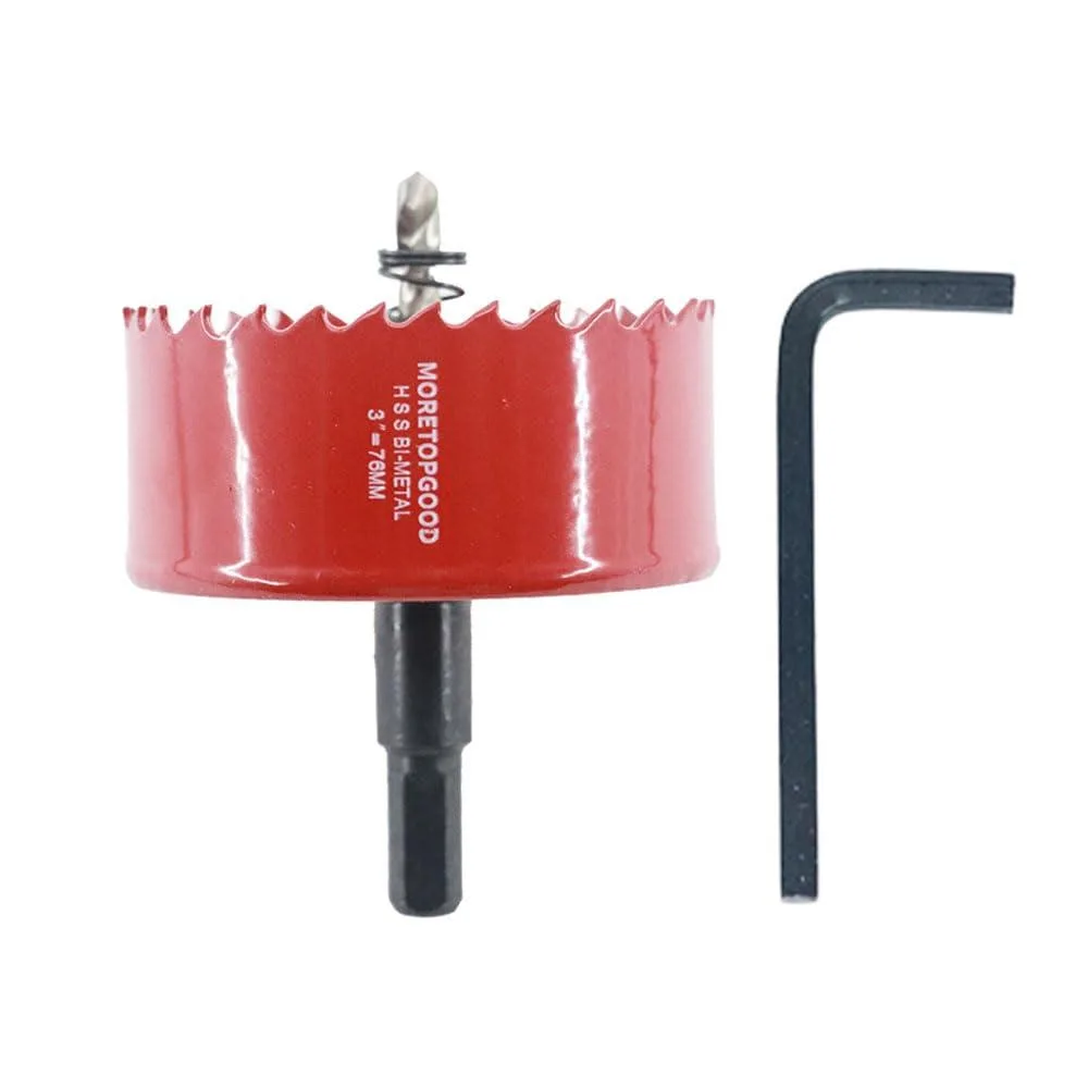 76 mm bi-metal hole saw with arbor and drill bit