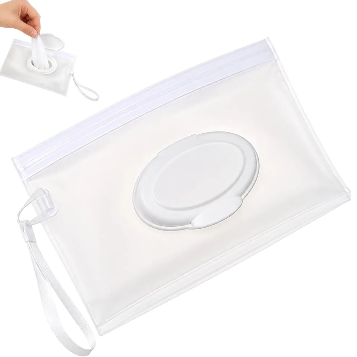 Compact waterproof travel case with sealed zipper for wet wipes