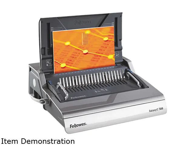 Gray electric comb binding machine with removable platform, adjustable edge guide and document comb guide