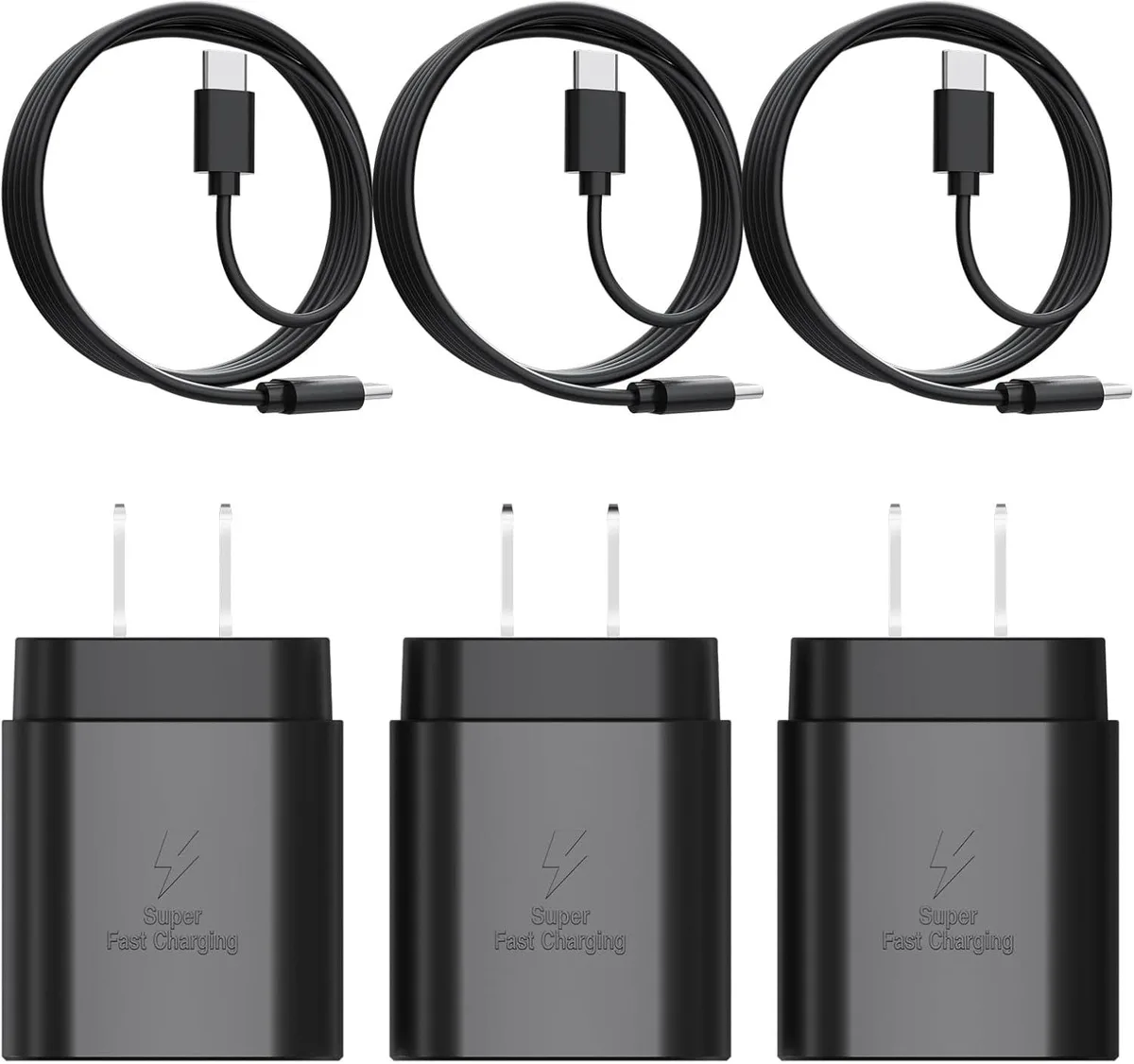Elestur Elestur 25 W USB-C Charger 3-Pack 6 ft Cable Black — product photo