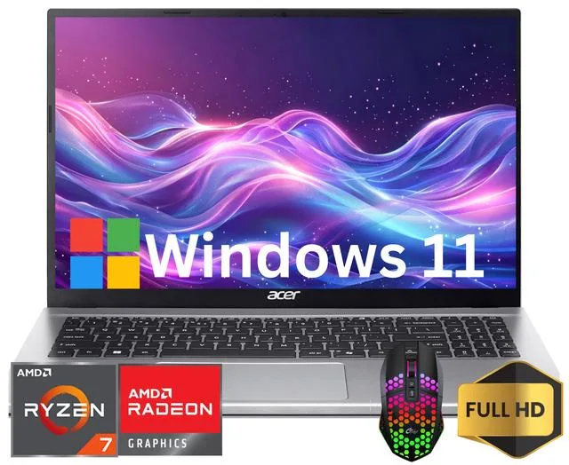 Acer America Acer Aspire Go 15 laptop AMD Ryzen 7 7730U 16GB 256GB Silver — product photo