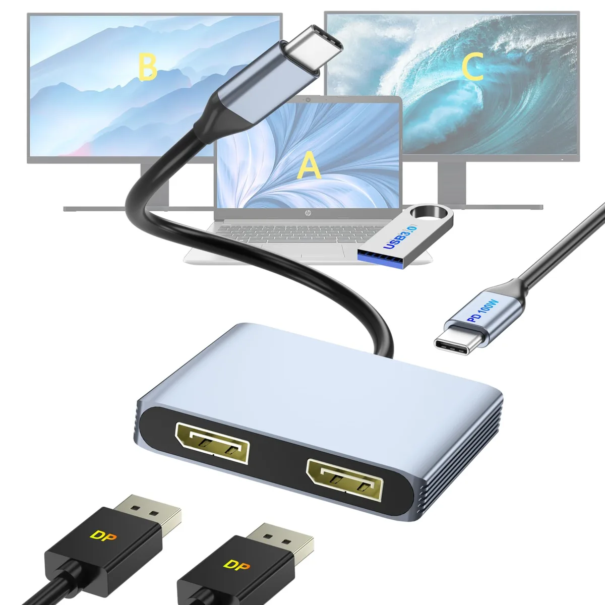 KEHIPI KEHIPI TC-402G USB-C Docking Station Grey — product photo
