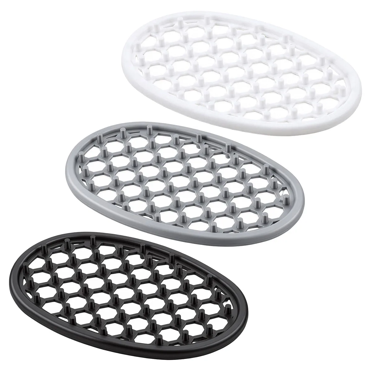 3Pcs Silicone Soap Holder Set Black Gray Transparent — product photo