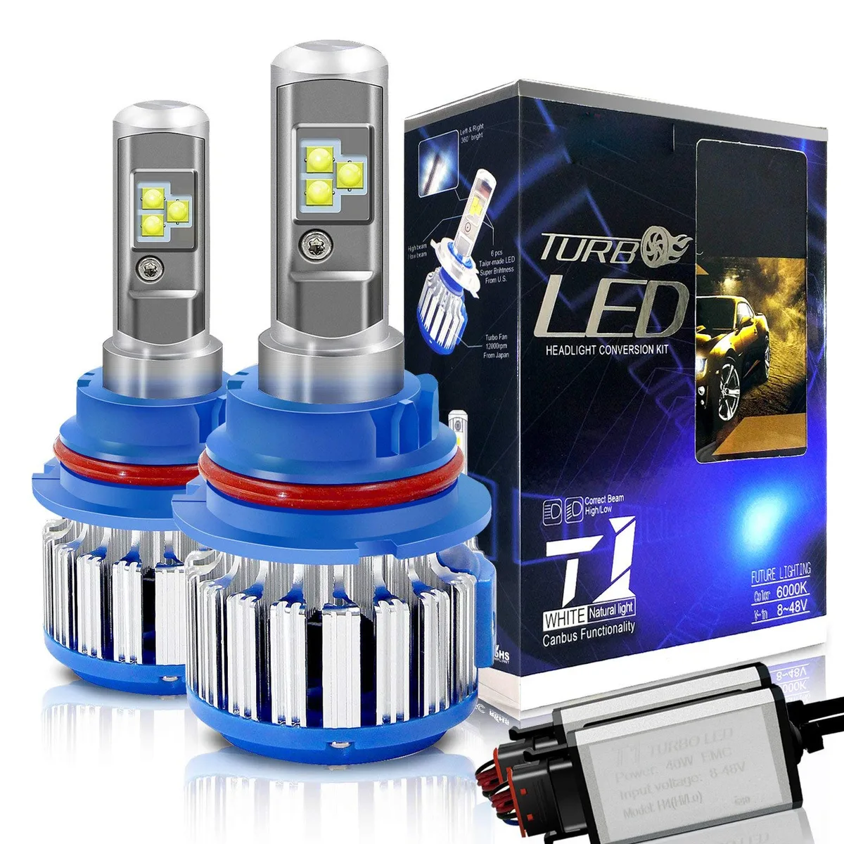 ESTONE ESTONE 9007/HB5 Dual Beam LED Headlight Bulbs 70W 7200LM 6000K Set of 2 — product photo