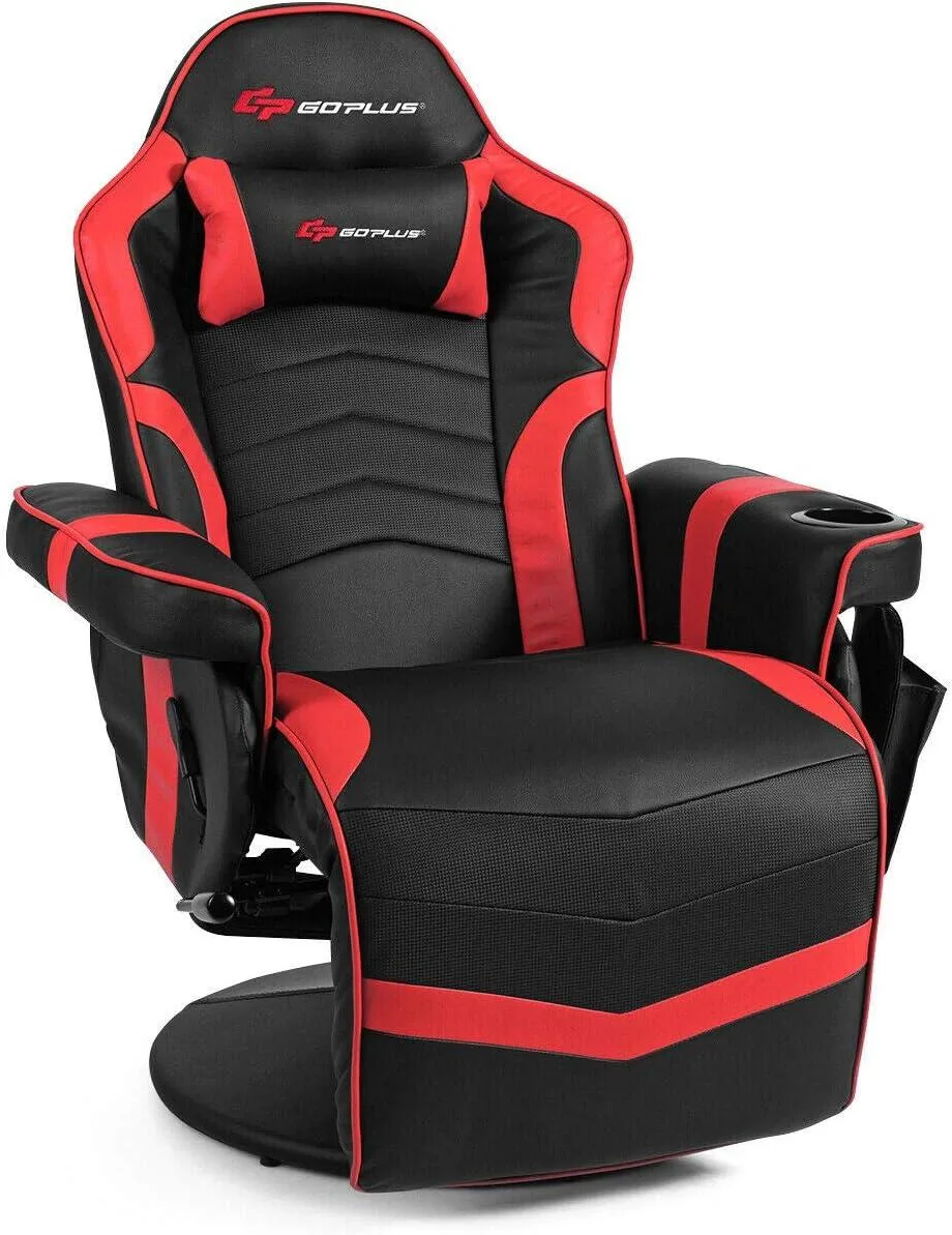 PISKEKAT PISKEKAT Massage Gaming Chair 90-140° Recline Cup Holder Side Pouch Office Equipment — product photo