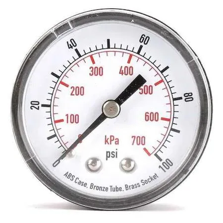 Value Brand Value Brand Pressure Gauge Test 2 In 0-100 psi 0-700 kPa Black ABS — product photo