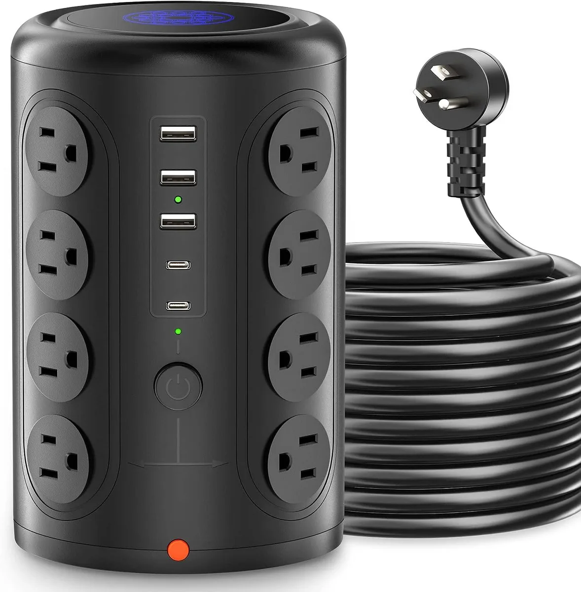 BFKK BFKK 16-Outlet 5-USB Surge Protector Tower 10ft Black — product photo