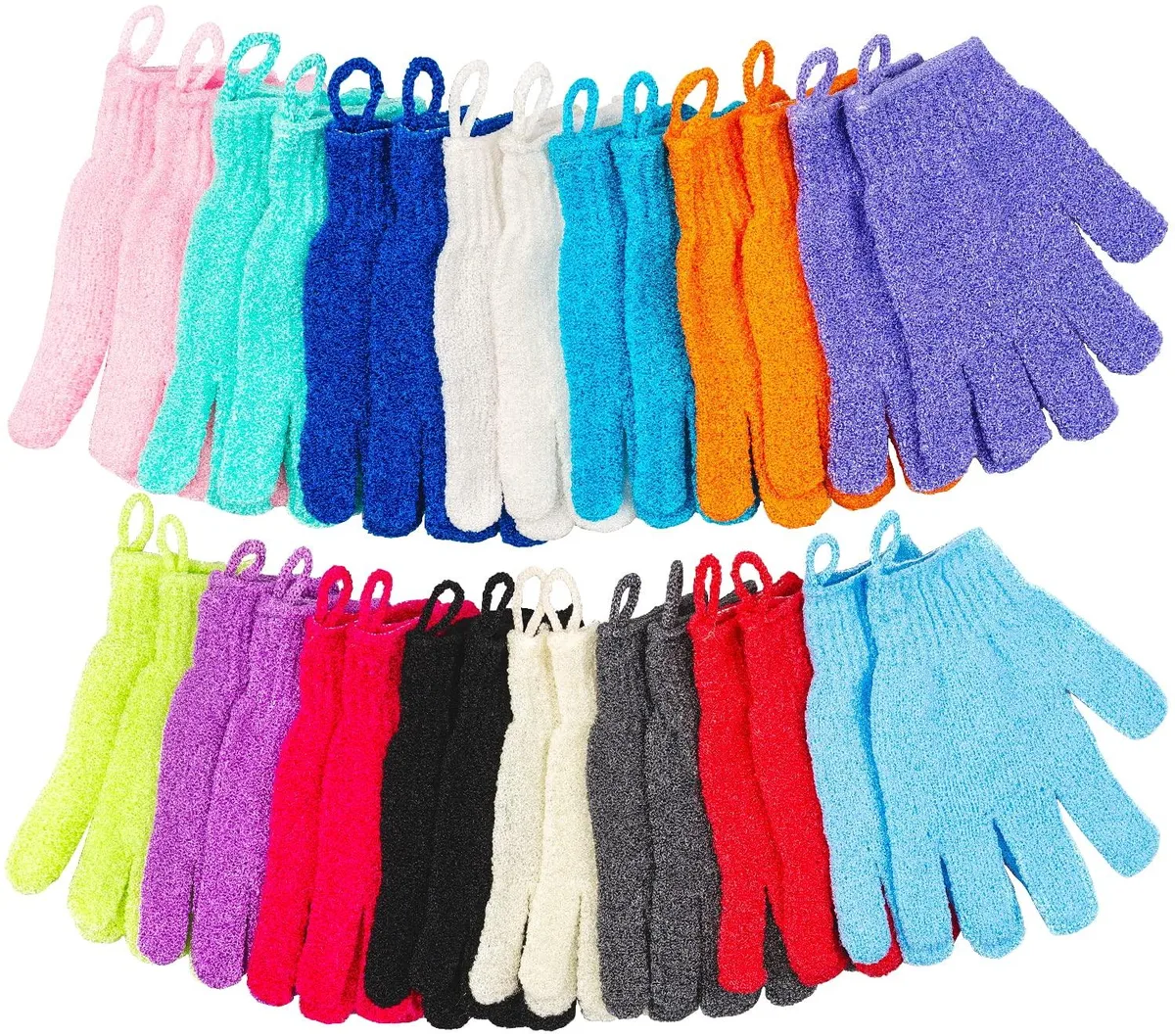  Aisuly Exfoliating Gloves 30 Pack 15 Colors — product photo