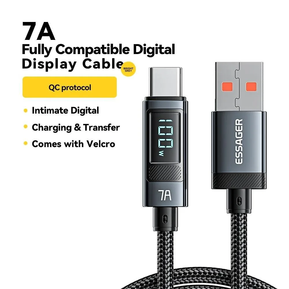 ESTONE ESTONE Essager HC7A USB-A to USB-C Cable 6.6ft 100W PD 7A LED Display — product photo