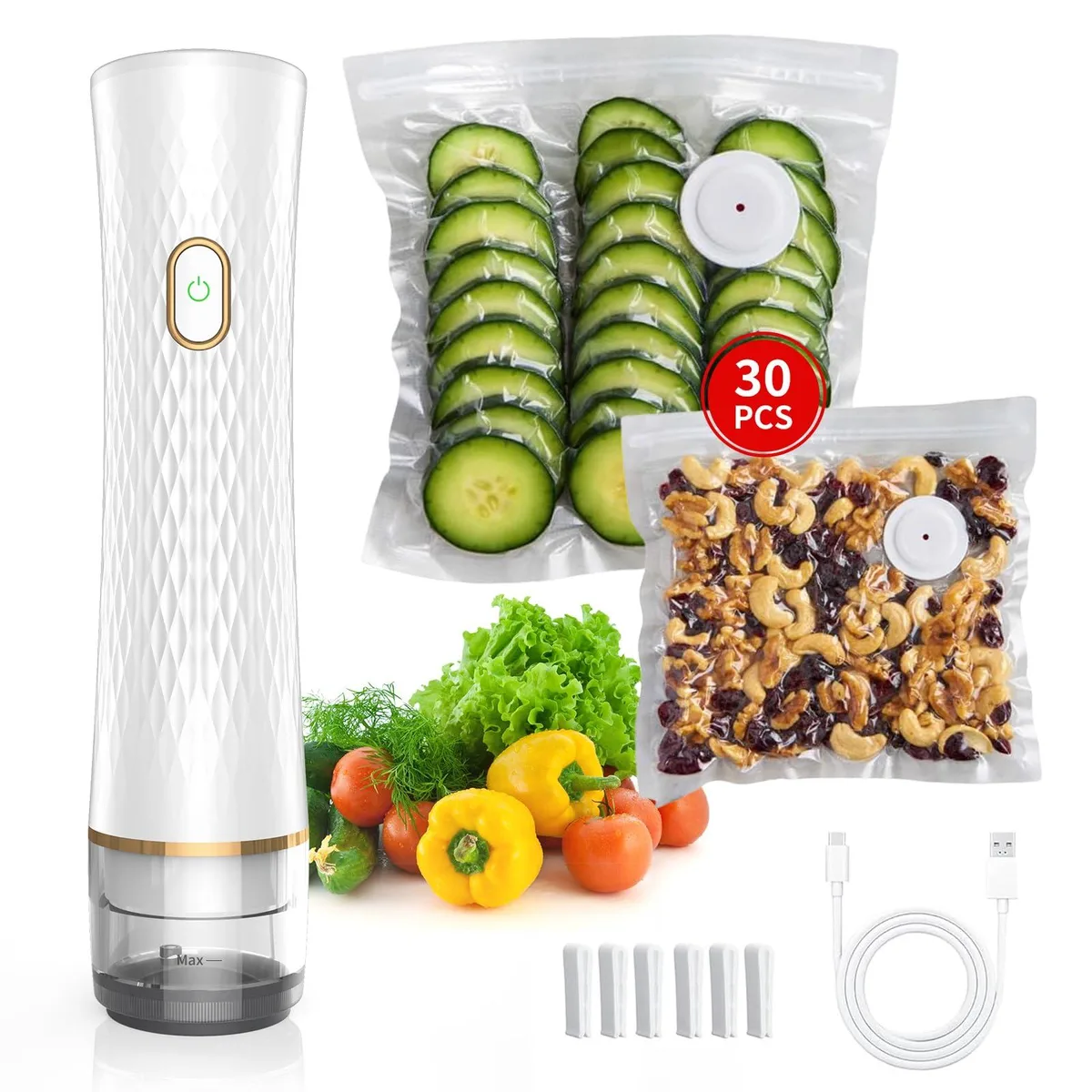 olecha JMZKJ01 vacuum sealer with 30 reusable bags — product photo