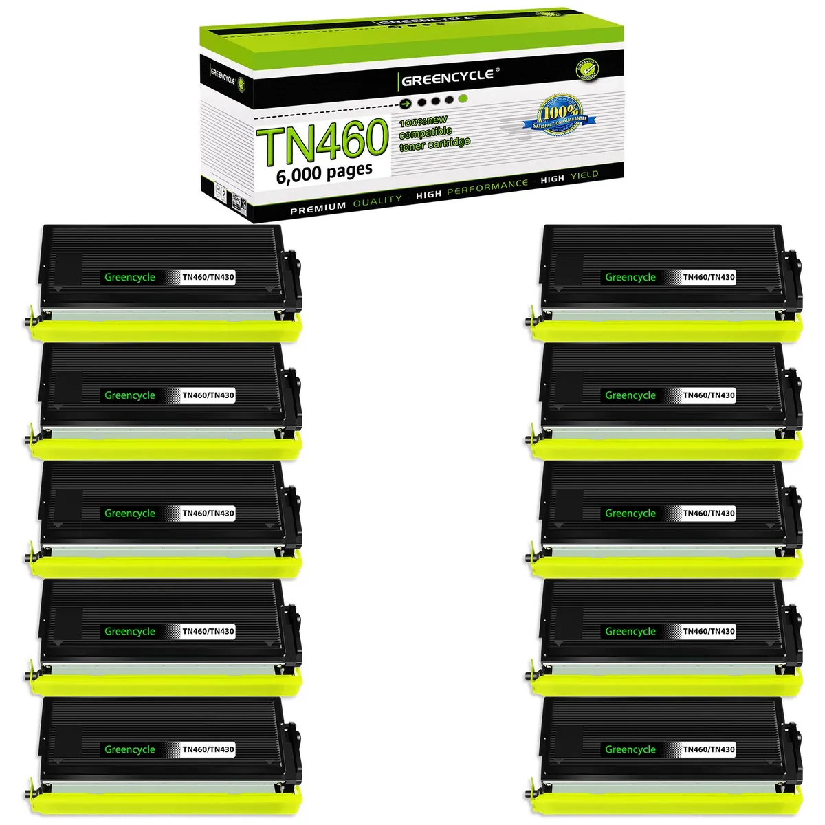 GREENCYCLE GREENCYCLE TN460 compatible toner cartridge black 10 pack 6000 pages — product photo