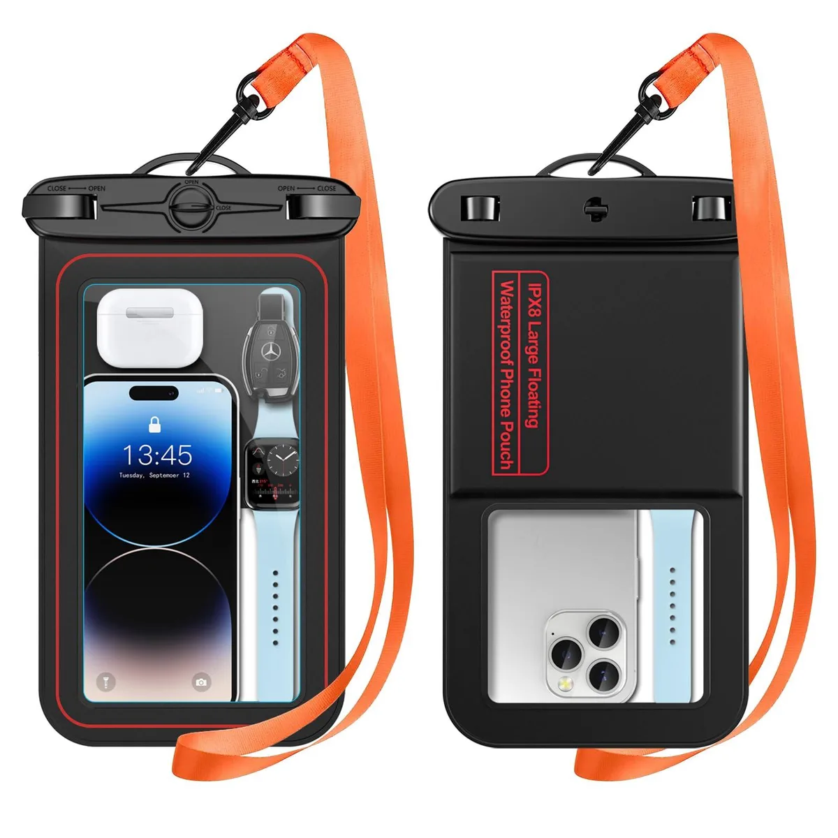 No Sew No Sew Waterproof Phone Pouch 8.9in IPX8 Black — product photo