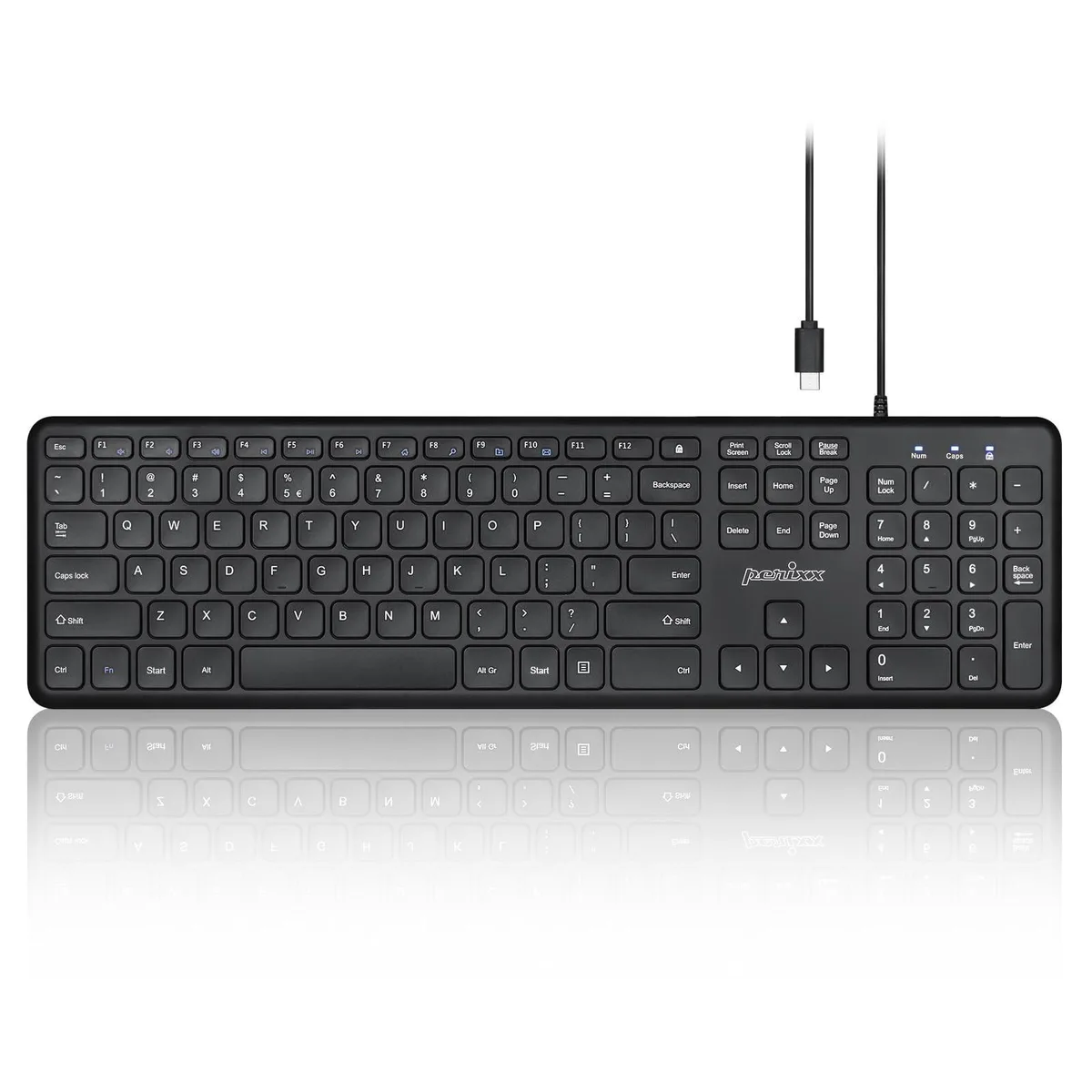 Perixx Perixx PERIBOARD-210C USB-C Keyboard Black US English 2 in 1 accessory — product photo