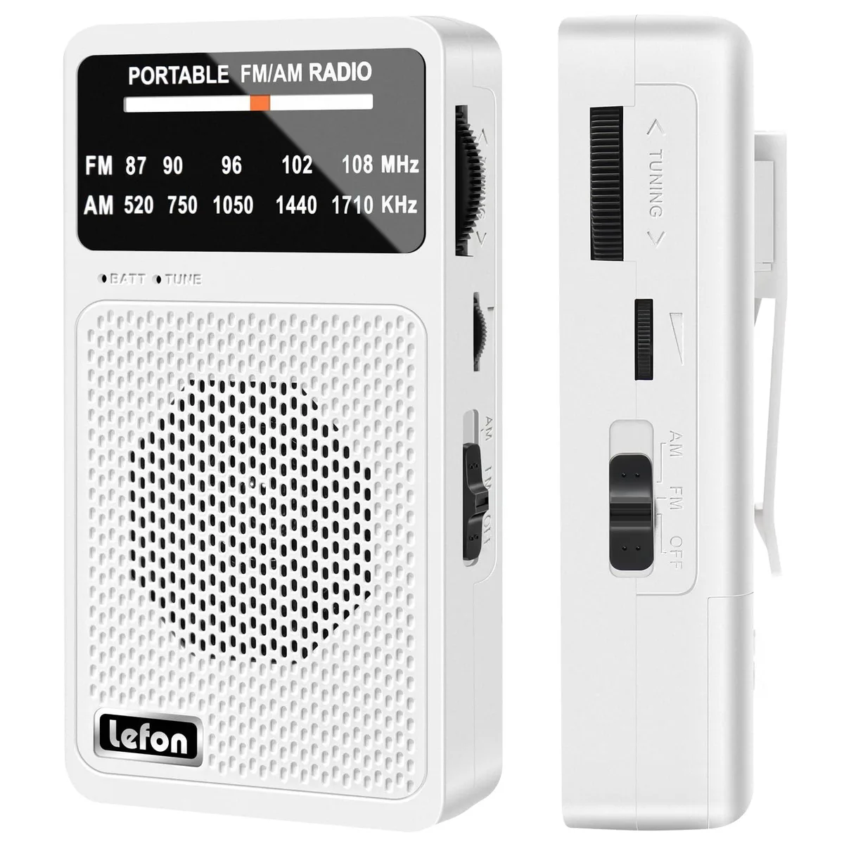 TRELC T-08 AM FM Pocket Radio White — product photo