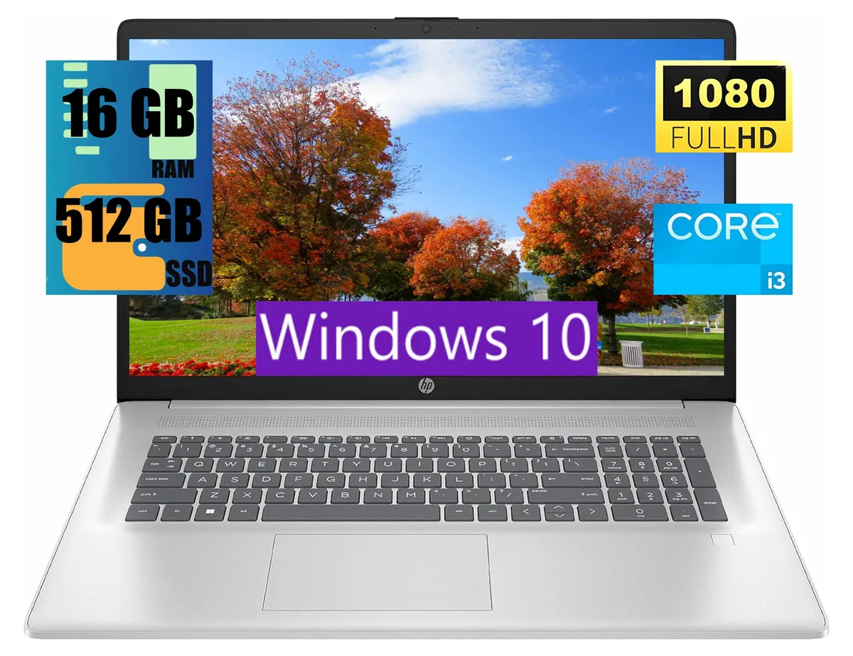 HP HP 17 Laptop 17.3" FHD i3-N305 16GB 512GB Silver — product photo