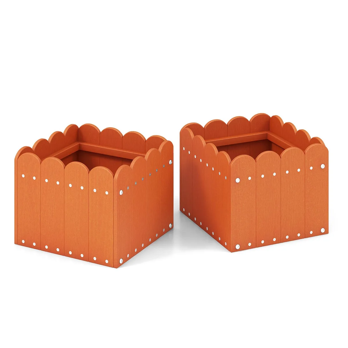 SlickBlue SlickBlue 2 Pack Square Planter Box Orange HDPE 12.5 x 12 x 10 — product photo