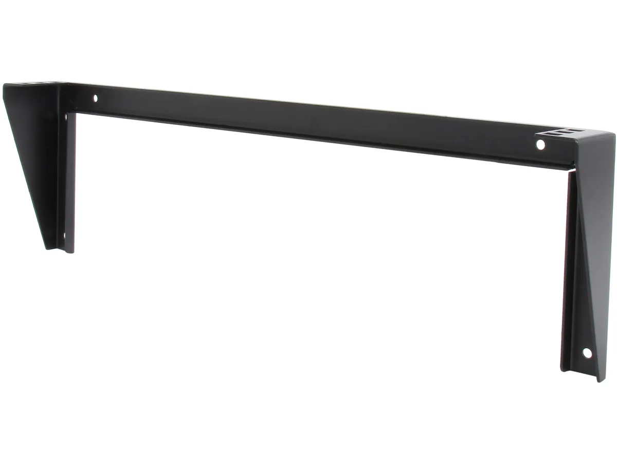 Black steel 1U vertical wall-mount bracket for 19-inch rack equipment