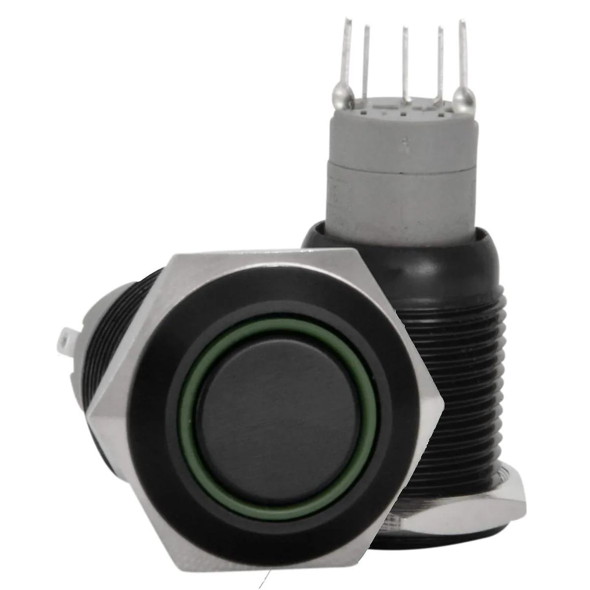 JacobsParts Inc. JacobsParts Inc. LTCH-N3-GRN 16mm IP67 Latching Push Button Disconnect 12V Green LED — product photo