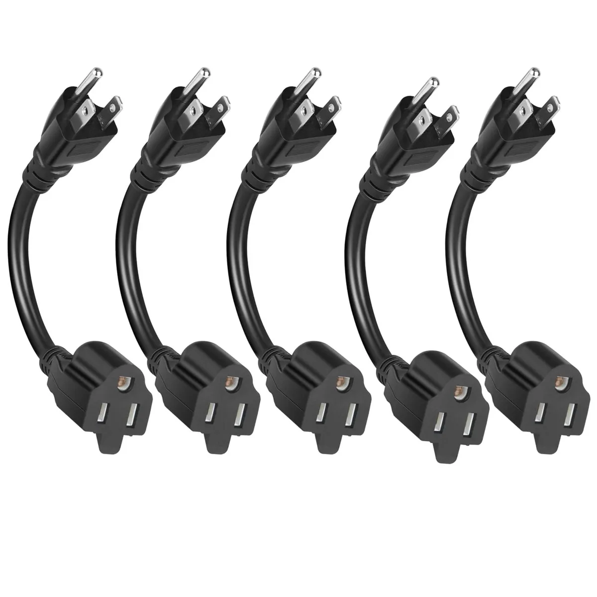 KUNLUN XGM-02 5 Pack 8 Inch 16AWG 13A Power Extension Cord — product photo