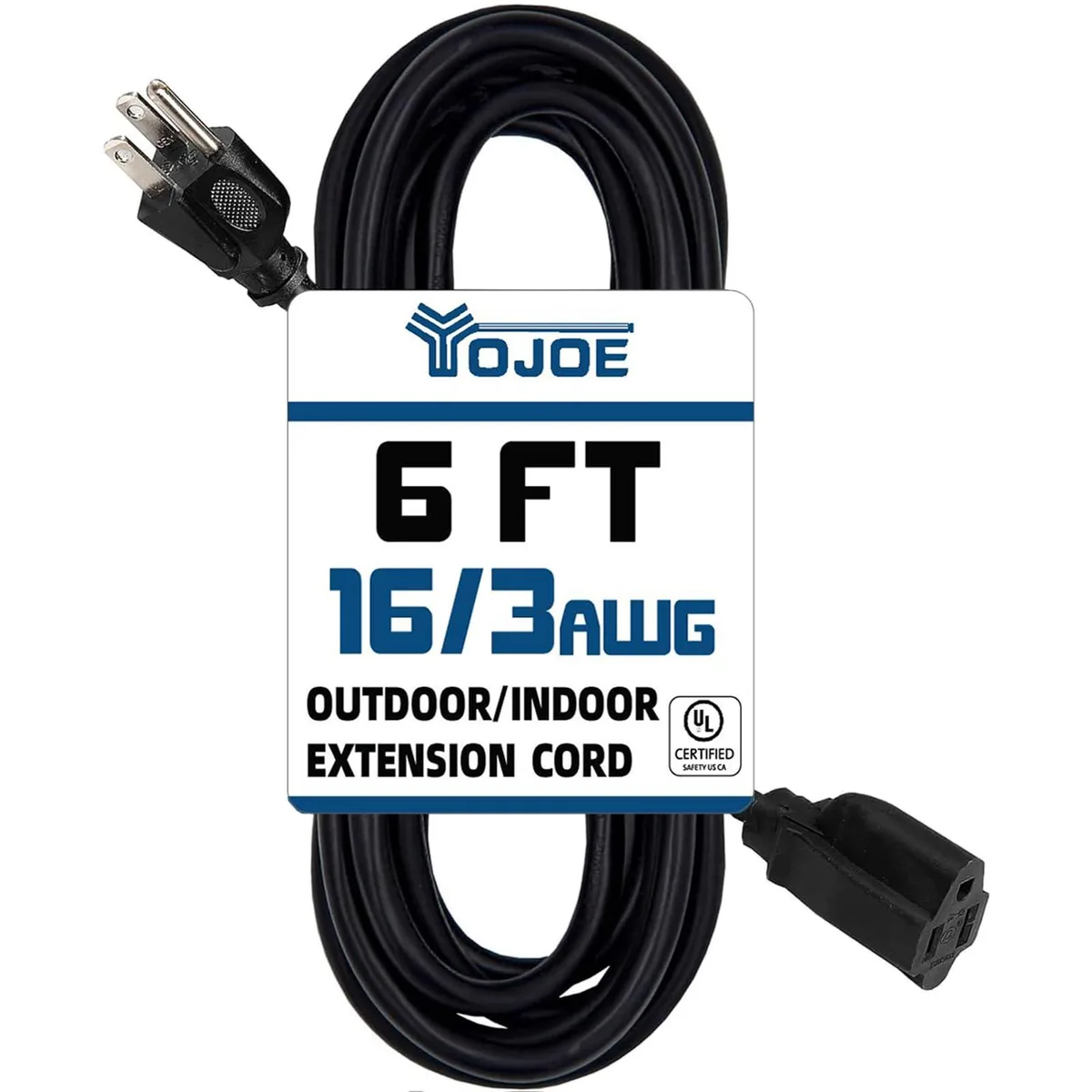  yojoe 16/3 SJTW 13 A 125 V 6 ft Black Power Extension Cord — product photo