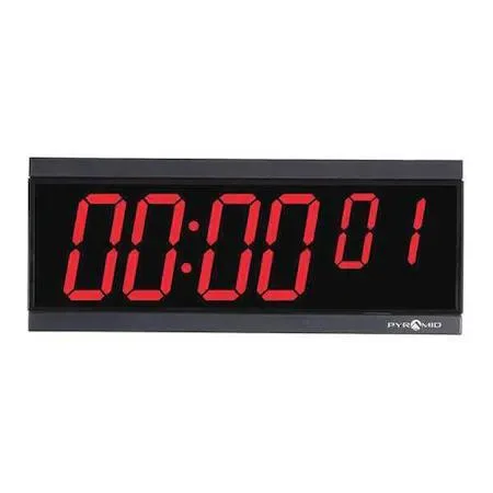 Black rectangular digital wall clock with large digits