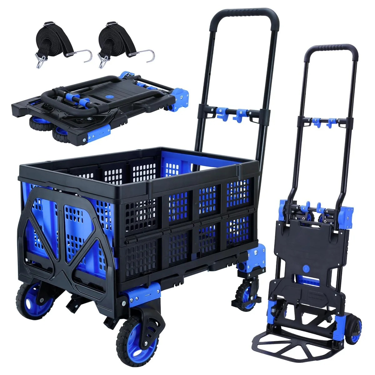 2 in 1 Folding Hand Truck Dolly 330lb Blue — product photo