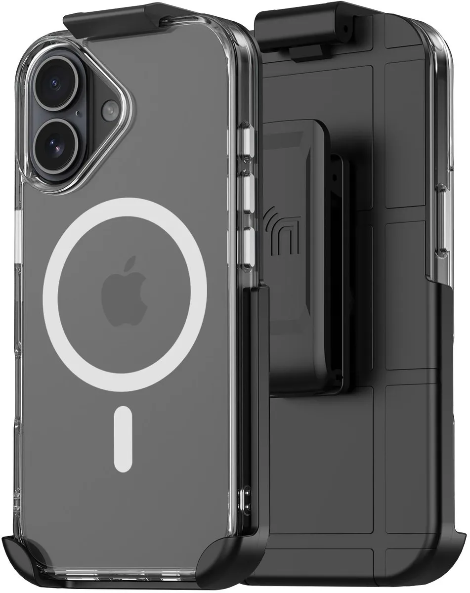 Nakedcellphone Nakedcellphone Case &amp; Belt Clip Holster for iPhone 17 Clear MagSafe — product photo