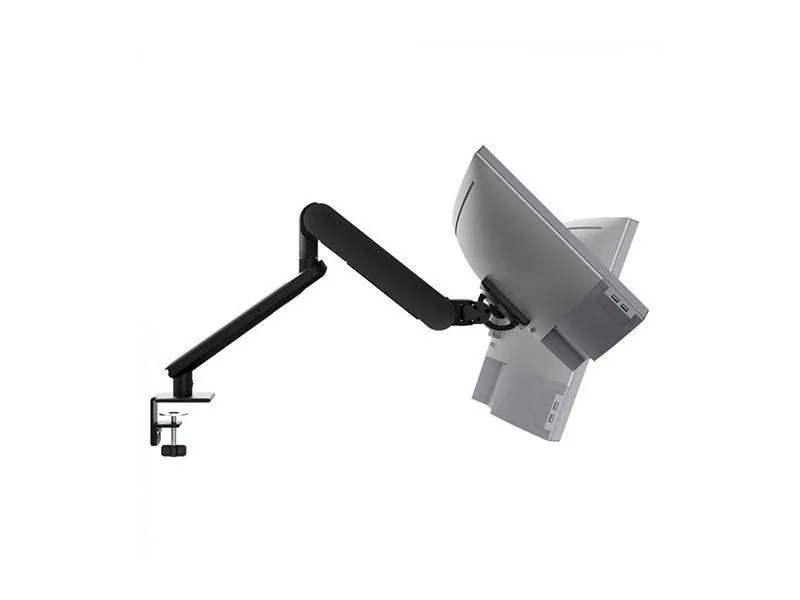Black monitor mounting arm with articulated joints for screens up to 35 inches