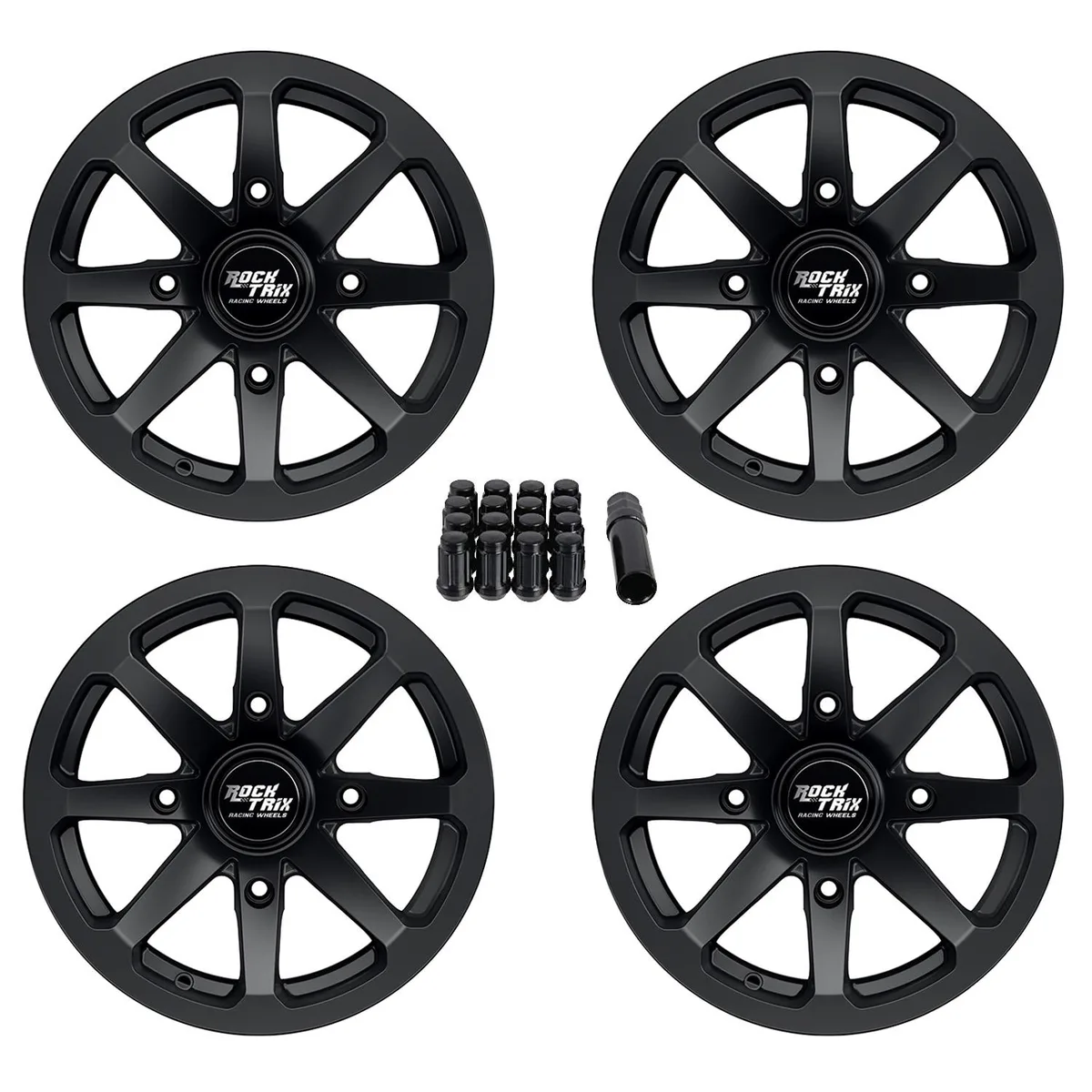 RockTrix RockTrix RT102 14x7 ATV Wheel 4x137 5+2 Offset Black Set of 4 — product photo