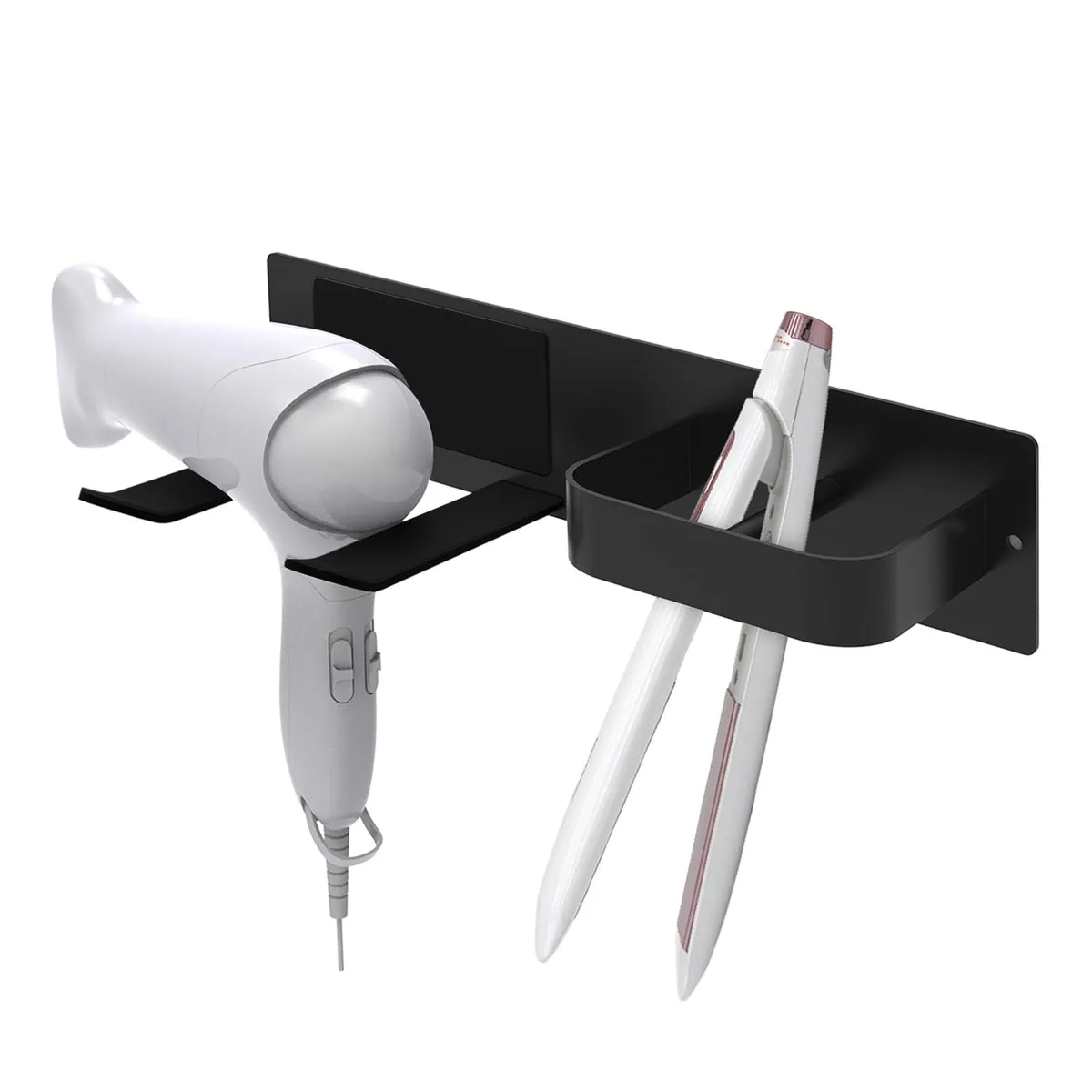  Hair Dryer &amp; Flat Iron Holder Self Adhesive Black 24h cure — product photo