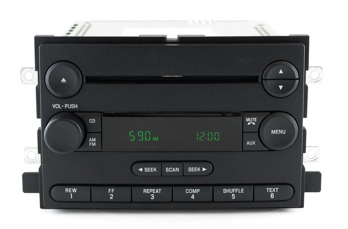 1 Factory Radio 1 Factory Radio 5F9T-18C869-AK AM FM CD Receiver 2005-2006 Ford Five Hundred Freestyle Mustang Mercury Montego — product photo
