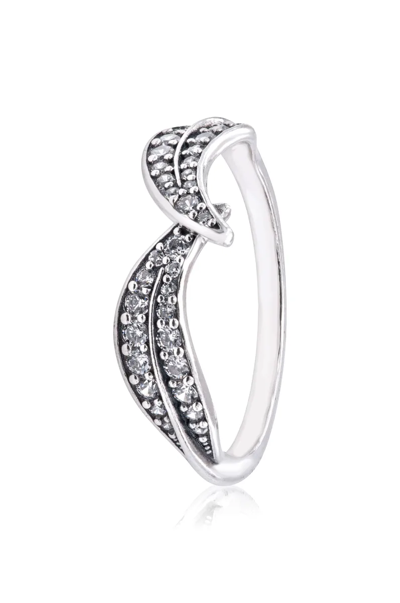 PANDORA PANDORA Sparkling Leaves Ring Sterling Silver Size 58 — product photo