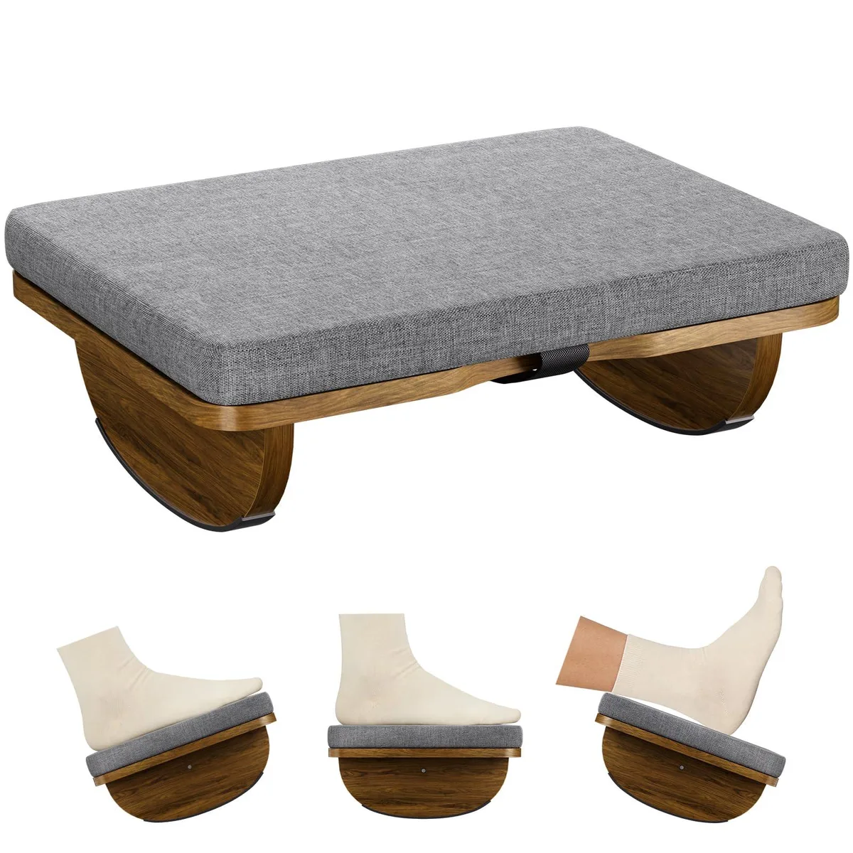  Atoping Wooden Foot Rest Light Grey 14.18x10.24 in — product photo