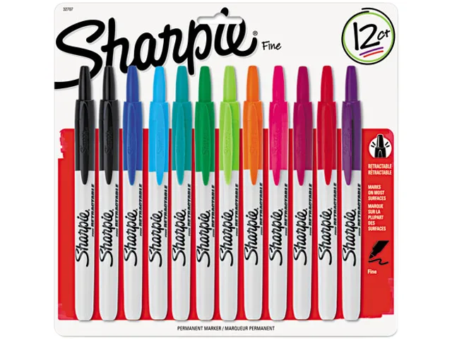 Sharpie Sharpie 32707 Retractable Permanent Markers Fine Point Assorted 12 Pack — product photo
