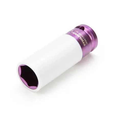 Purple 13/16 inch sleeved impact socket with protective outer sleeve and insert