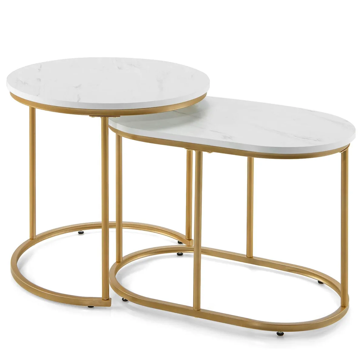 SlickBlue SlickBlue Nesting Coffee Table Set of 2 White 16" &amp; 12 — product photo