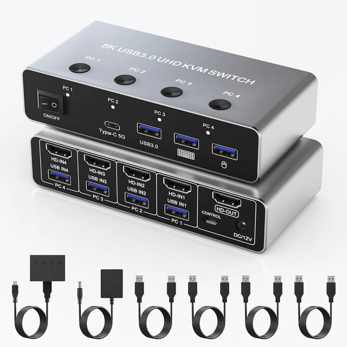 Hitoor Hitoor 8K@60Hz HDMI KVM Switch 4 Port 1 Monitor — product photo