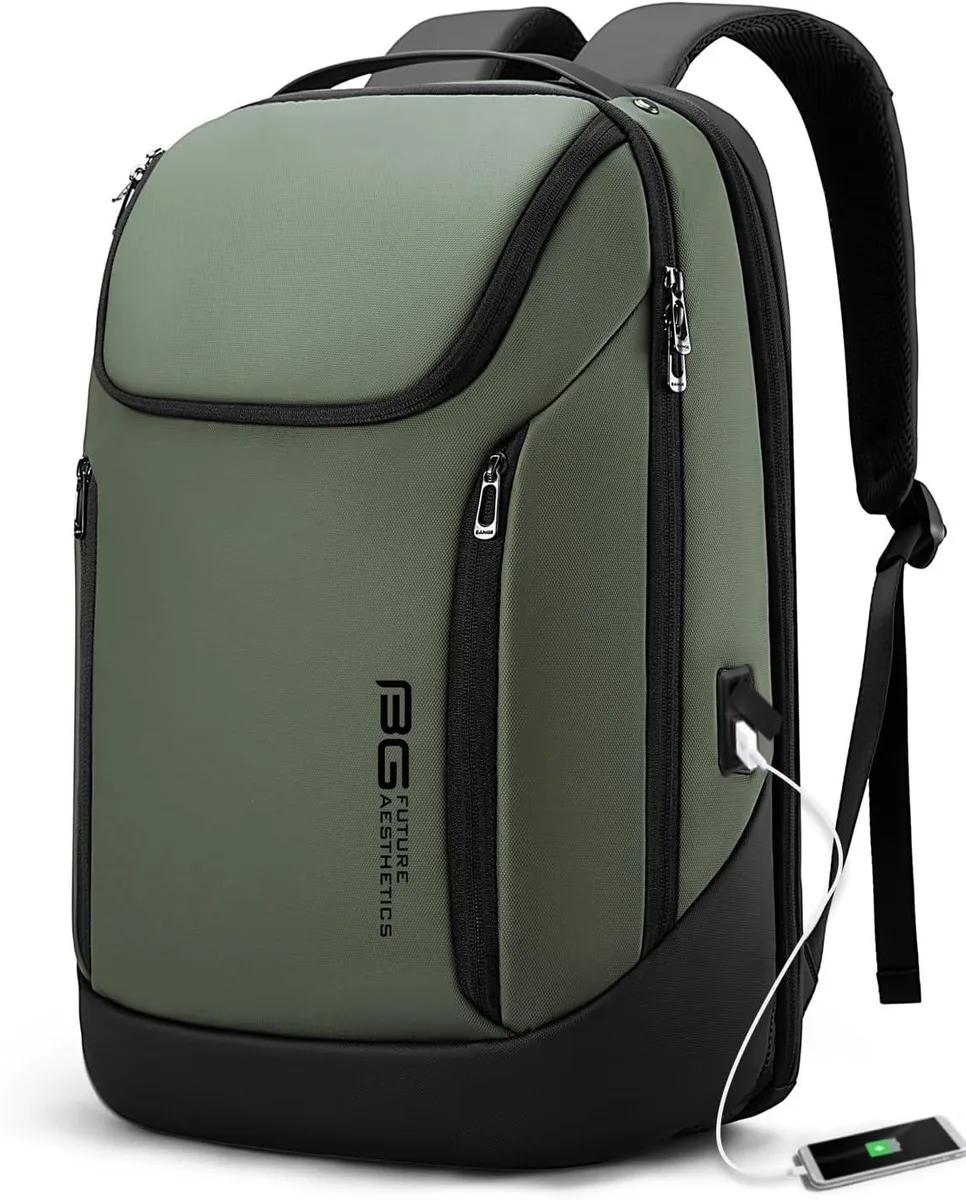 BFKK BFKK Business Smart Backpack Waterproof 15.6 Inch Laptop USB Charging Port Green — product photo