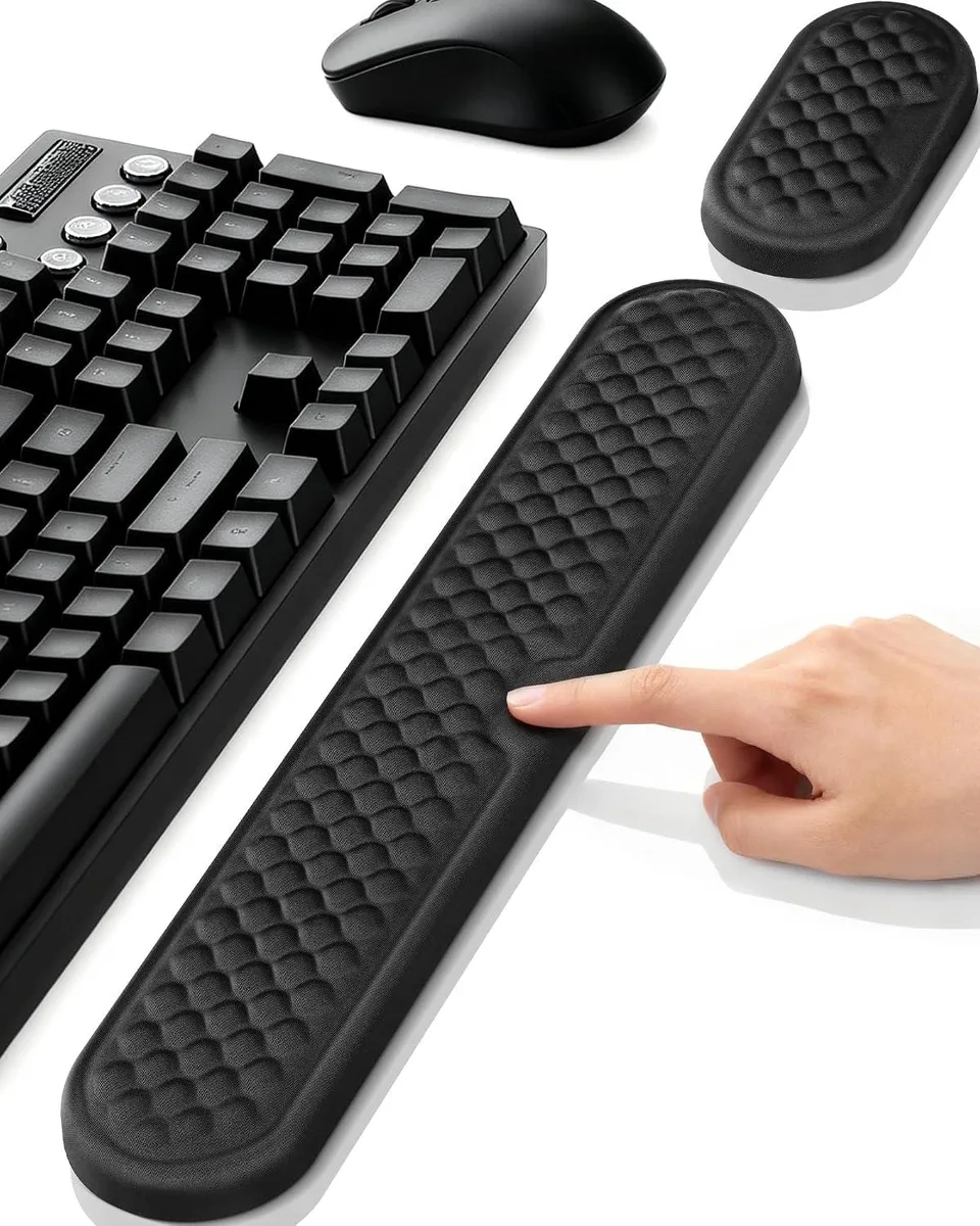 Emerson Emerson Wrist Rest Set Keyboard Mouse Memory Foam Lycra Black — product photo