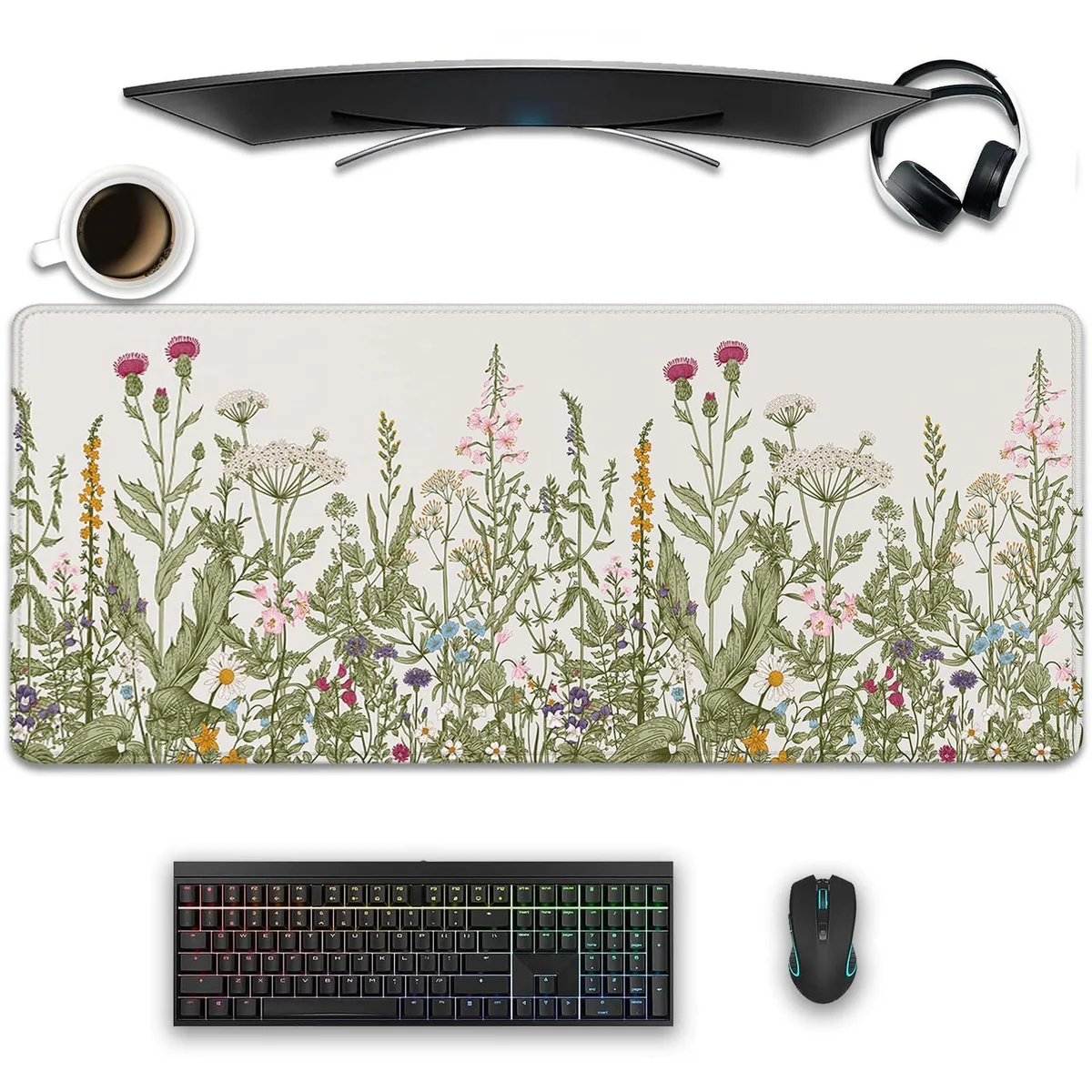  XCDZLNDL Mouse Pad 27.5 x 11.8 in Plant Flower-white — product photo