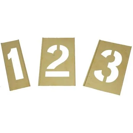Thirteen brass interlocking number stencils twelve inches high