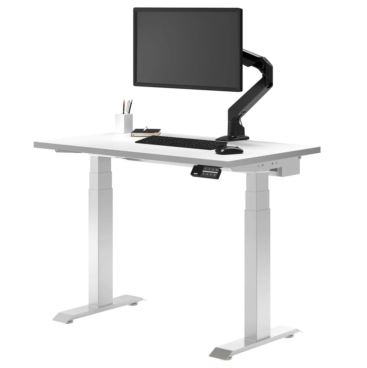 Desky Desky Dual Mini Sit Stand Desk White 32 x 20 in with Grommets — product photo