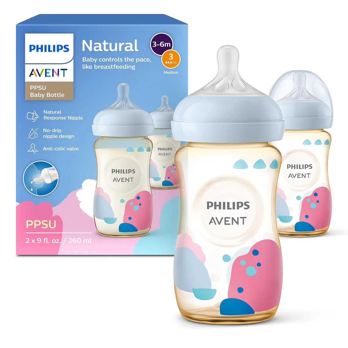 Avent Avent SCY943/02 PPSU Natural Baby Bottles 9oz Medium Flow 2-pack — product photo
